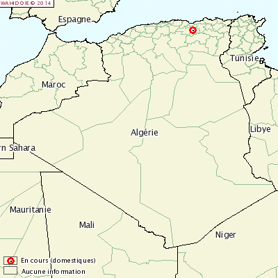 Figure 1. Localisation du foyer de fièvre aphteuse en Algérie au 30 juillet 2014.