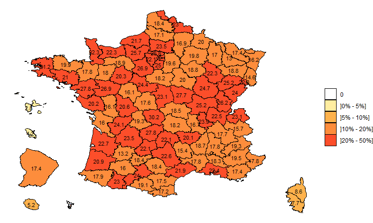 Figure 1. Proportion de réponses à l’enquête sur les mortalités hivernales 2018-2019 des colonies d’abeilles