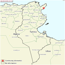 Figure 1. Localisation des foyers de fièvre aphteuse en Tunisie au 29 avril 2014