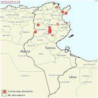 Figure 3. Localisation des foyers de fièvre aphteuse en Tunisie au 13 mai 2014