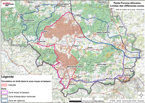 Figure 2. Localisation des différentes zones au