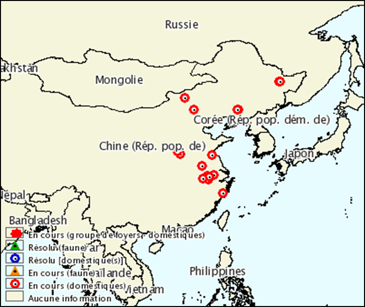 Figure. Situation de la PPA en Chine au 17/09/2018