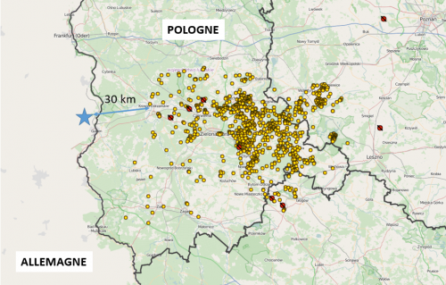 Figure 2. Localisation approximative du premier cas de PPA en Allemagne