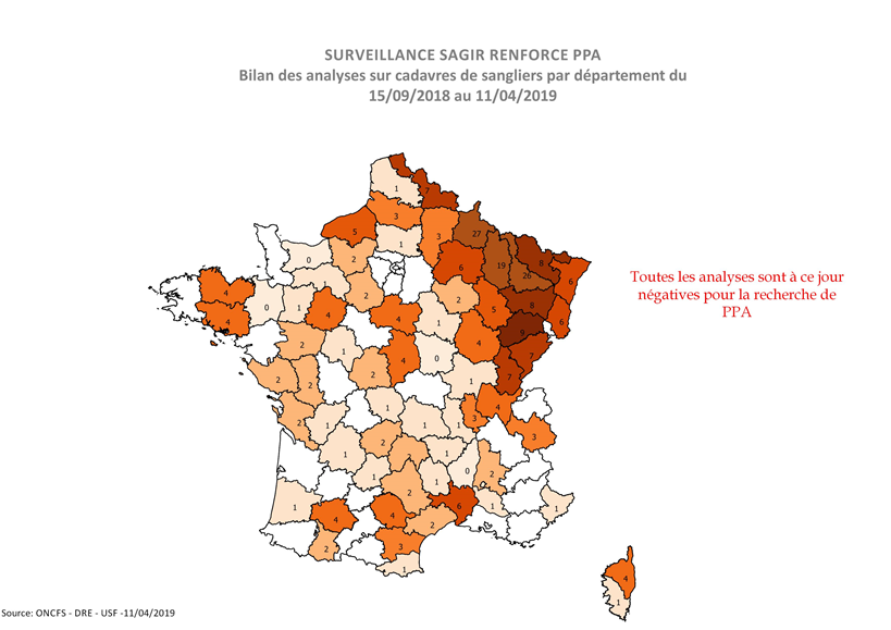 Carte Distribution des analyses PPA réalisées par département