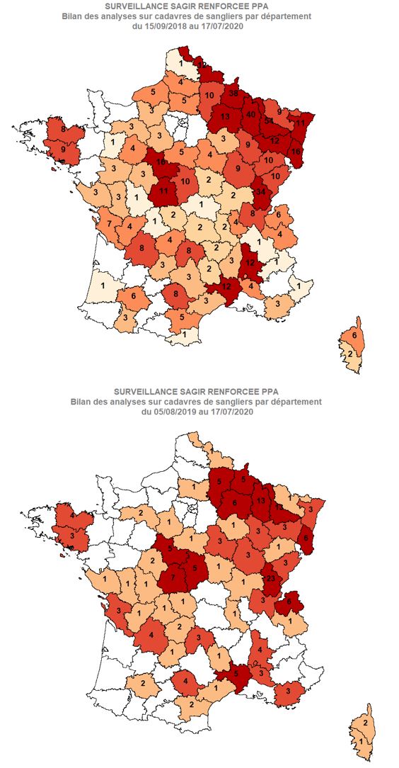 Distribution des analyses PPA réalisées par département