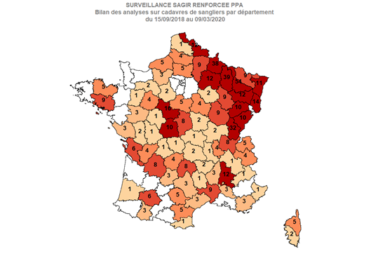 Carte 1 Distribution des analyses PPA réalisées par département