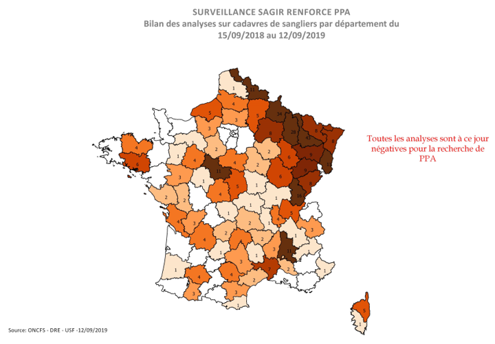 Distribution des analyses PPA réalisées par département