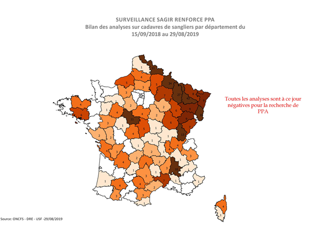 Distribution des analyses PPA réalisées par département