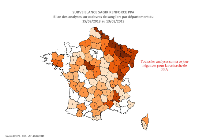 Distribution des analyses PPA réalisées par département