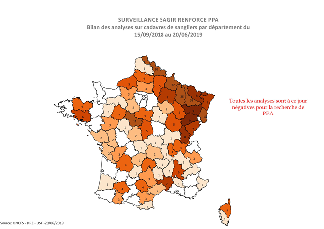 Carte Distribution des analyses PPA réalisées par département