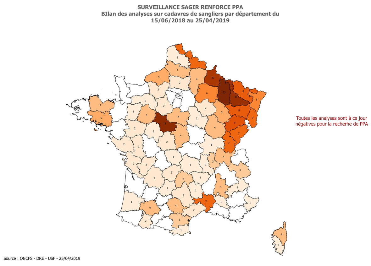 Carte Distribution des analyses PPA réalisées par département