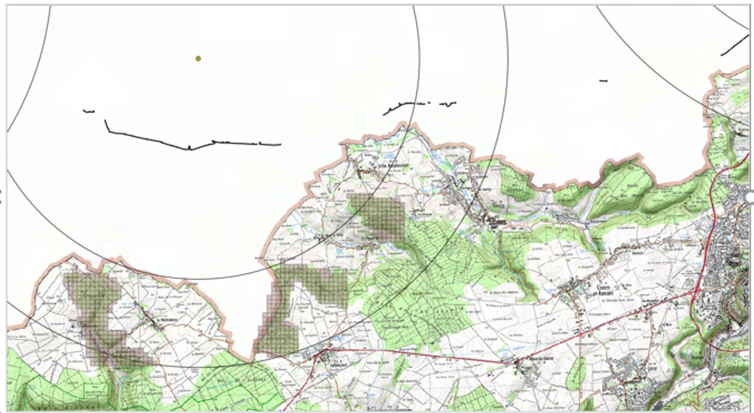 Carte zone programmées pour les ratissages