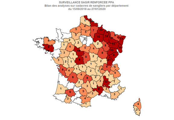 Carte 1 Distribution des analyses PPA réalisées par département