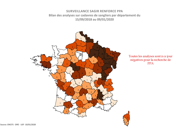 Carte 1 Distribution des analyses PPA réalisées par département