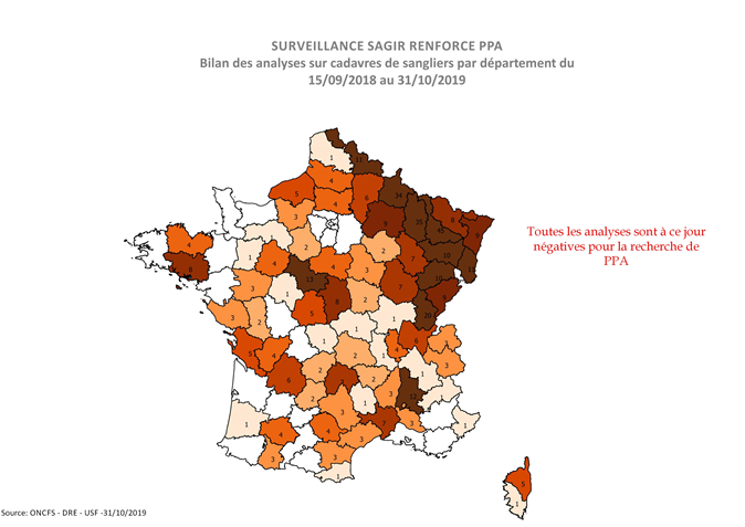 Carte 1 Distribution des analyses PPA réalisées par département