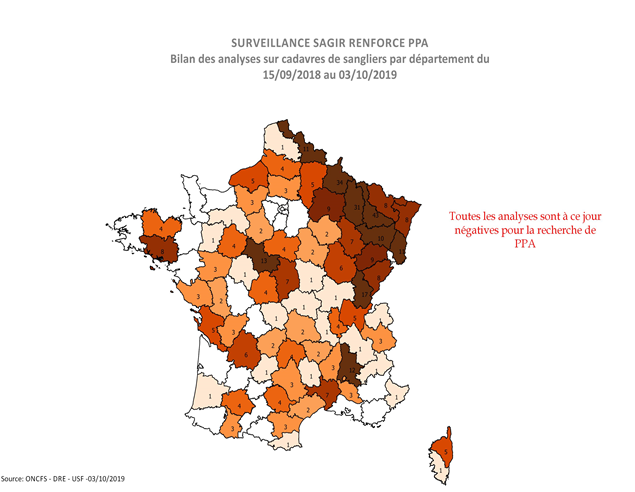 Carte 1 Distribution des analyses PPA réalisées par département