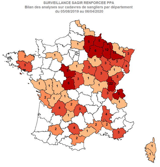 Carte 2 Distribution des analyses PPA réalisées par département