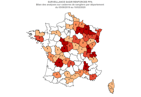 Carte 2 Distribution des analyses PPA réalisées par département