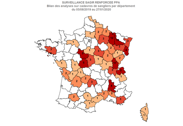 Carte 2 Distribution des analyses PPA réalisées par département