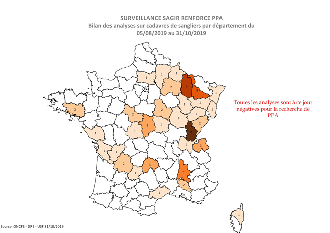 Carte 2 Distribution des analyses PPA réalisées par département