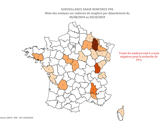 Carte 2 Distribution des analyses PPA réalisées par département