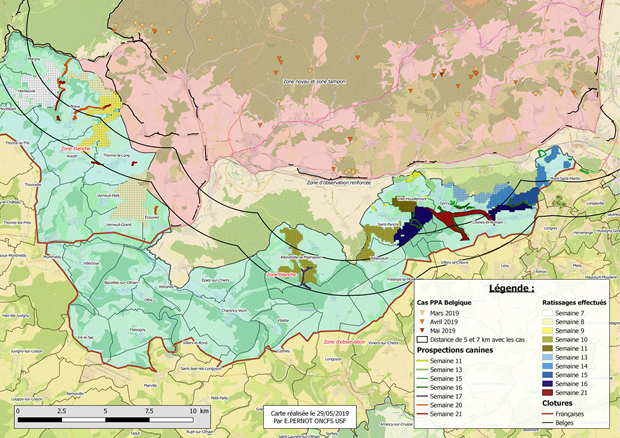 Carte Synthèse des zones ratissées des semaines