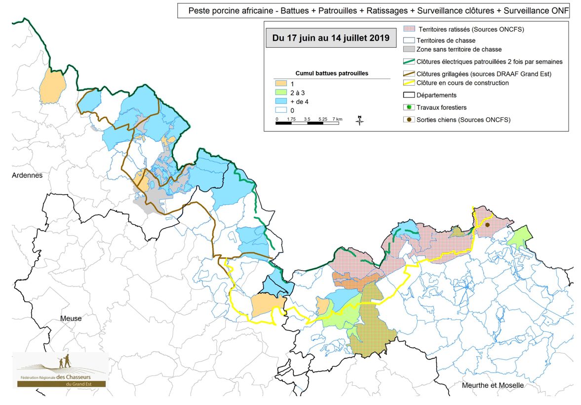 Carte Synthèse de la présence terrain professionnelle par zone