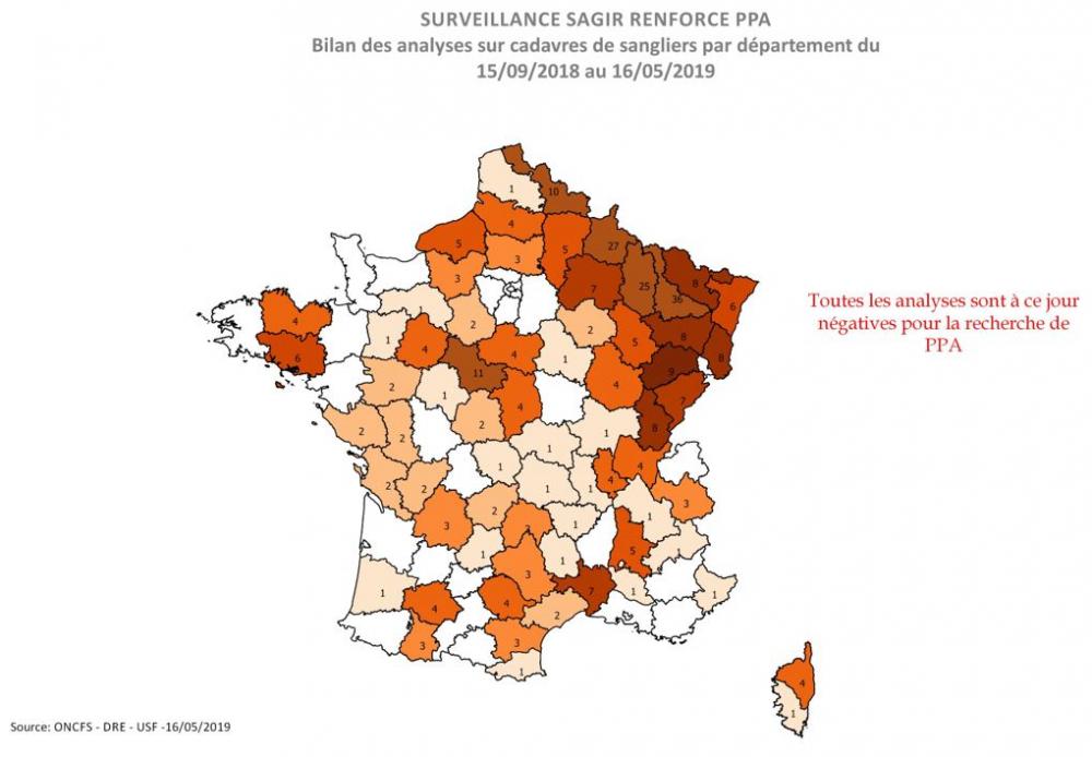 Carte Distribution des analyses PPA réalisées par département