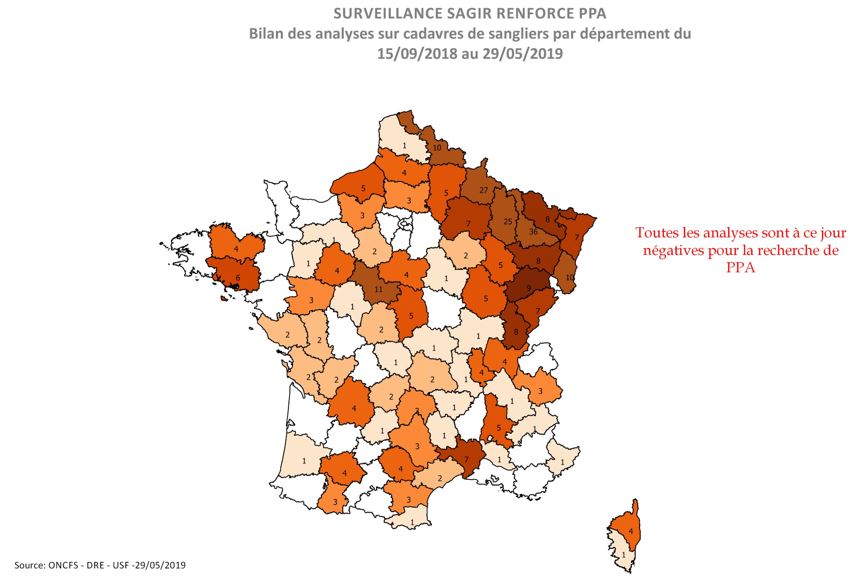 Carte Distribution des analyses PPA réalisées par département