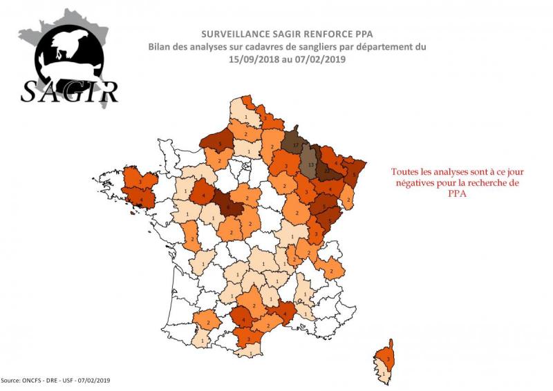 Carte Distribution des analyses PPA réalisées par département