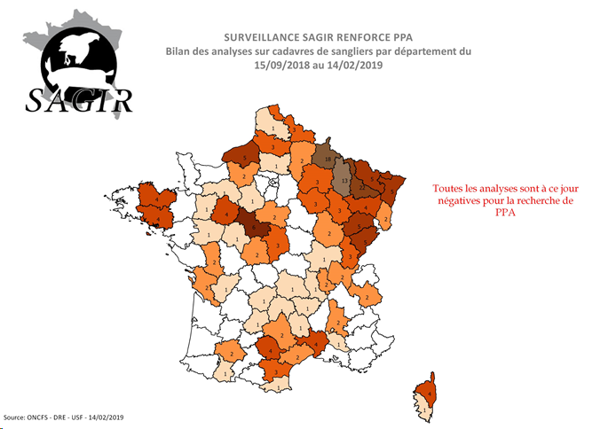 Carte distribution des analyses PPA réalisées par département