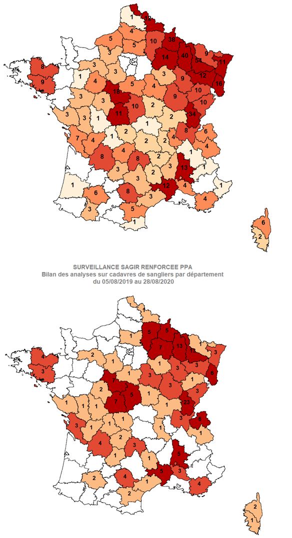 Distribution des analyses PPA réalisées par département