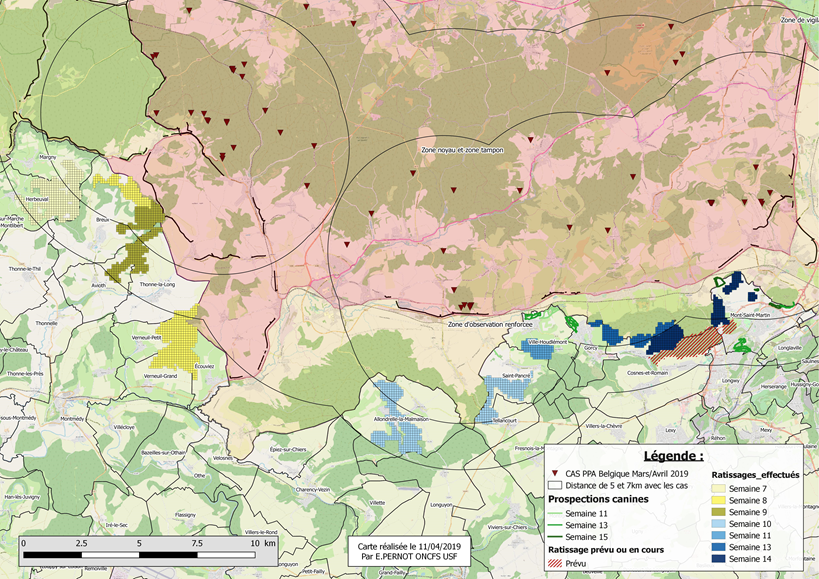 Carte synthèse des zones ratisées