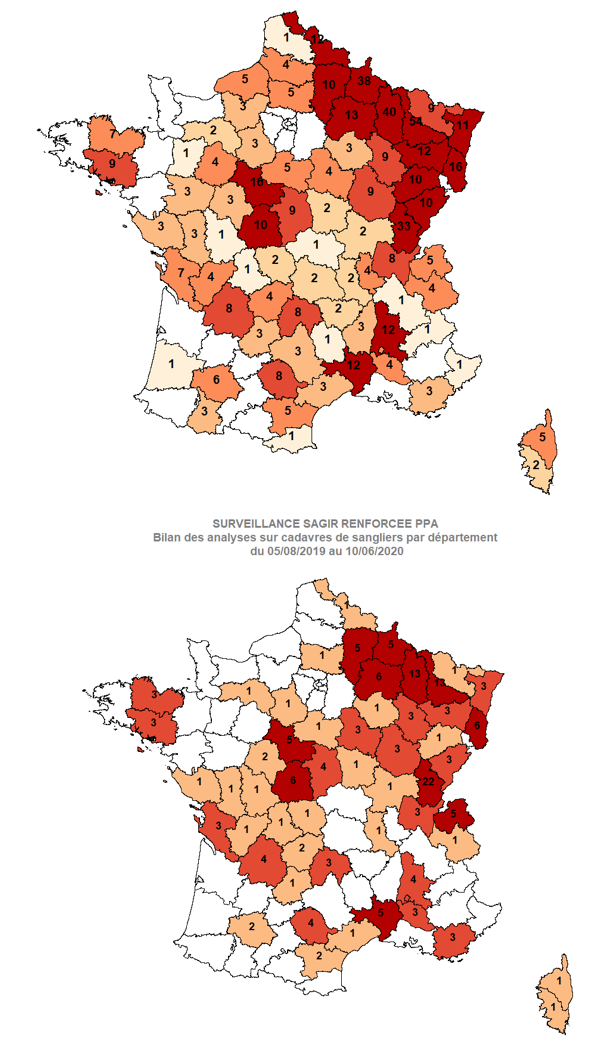 Distribution des analyses PPA réalisées par département