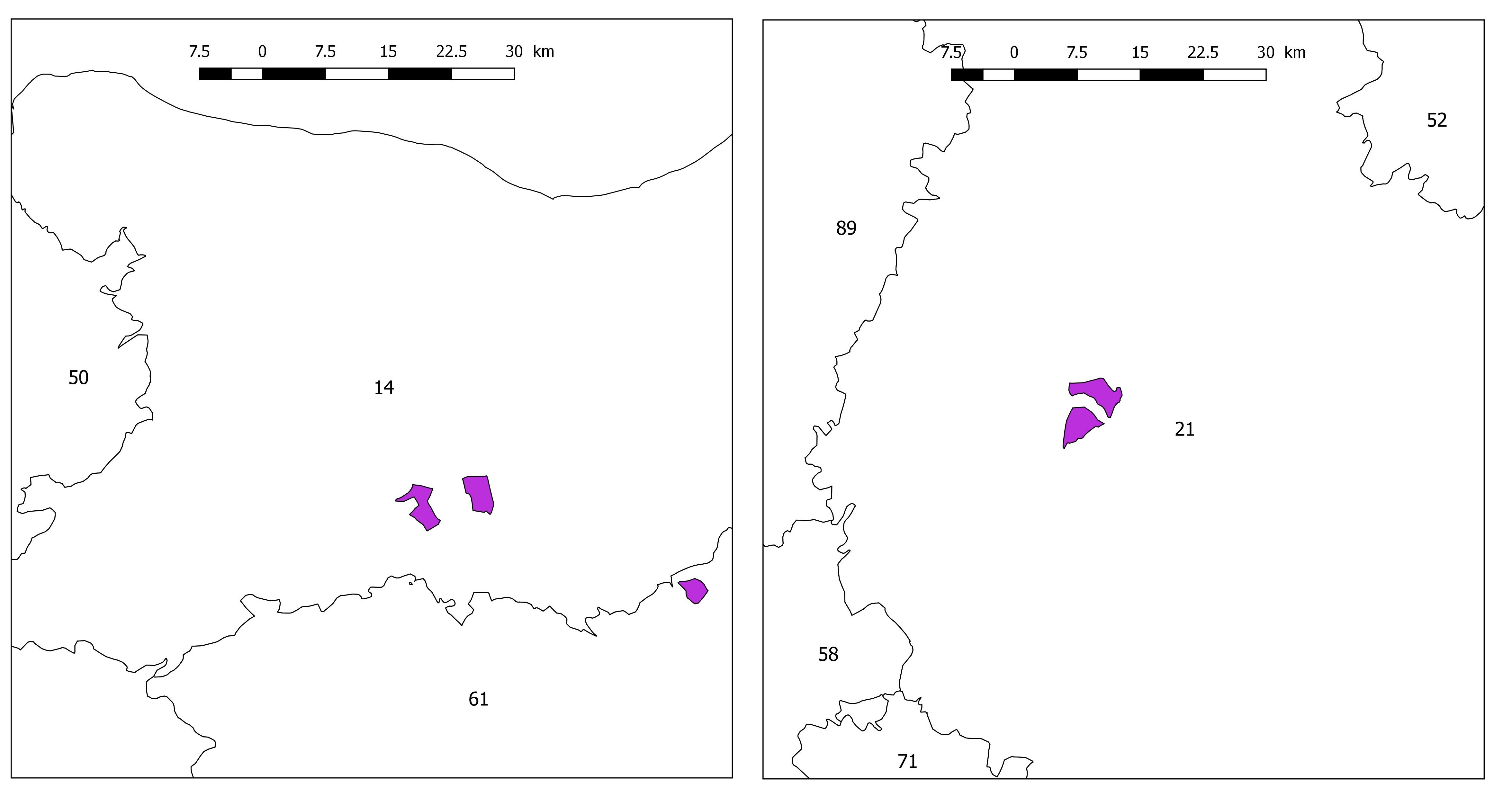 Figure 2 – Nombre de foyers bovins de tuberculose à M. bovis détectés par commune