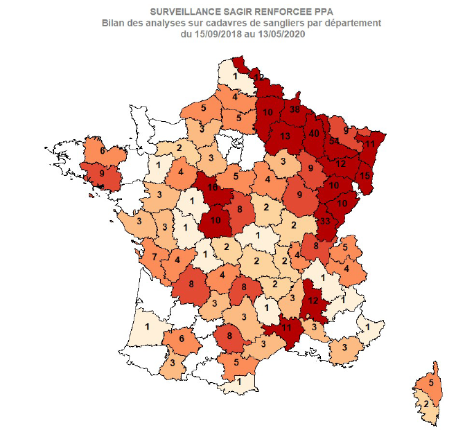 Distribution des analyses PPA réalisées par département