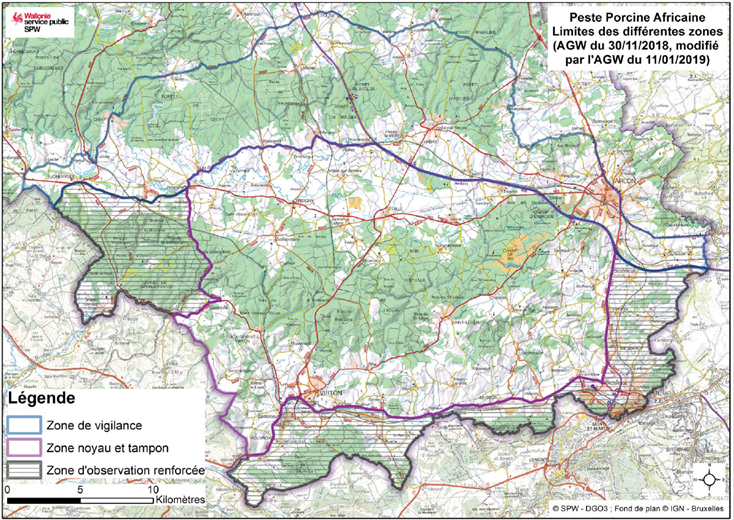 Figure 2. Extension de la zone tampon à l'Ouest et de la zone de vigilance au Nord 