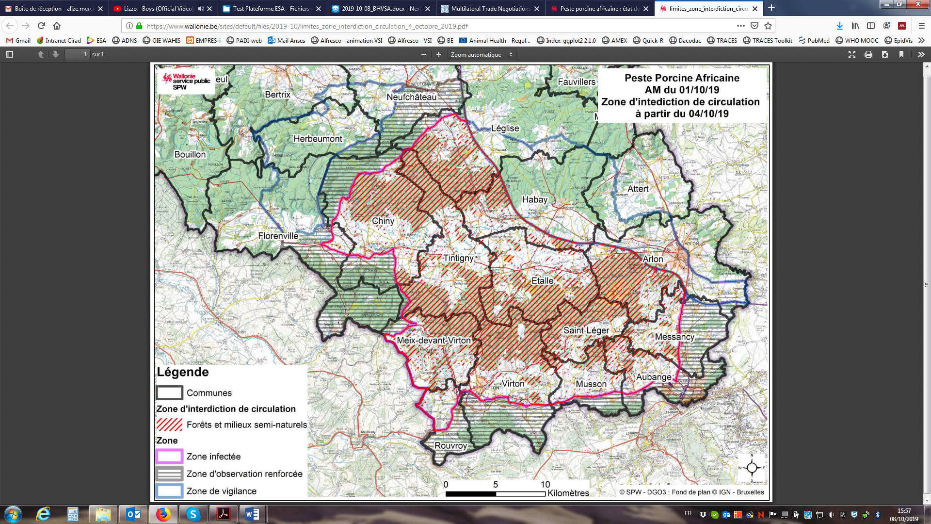 Figure 4. Carte des limites de zones de circulation à partir du 04/10/2019