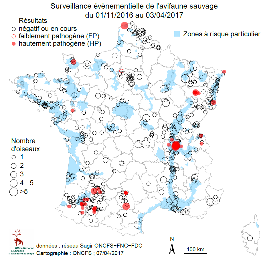 Répartition géographique des oiseaux sauvages