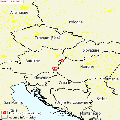 Figure 1. Localisation des foyers de fièvre catarrhale ovine à sérotype BTV-4 en Autriche au 19 novembre 2015
