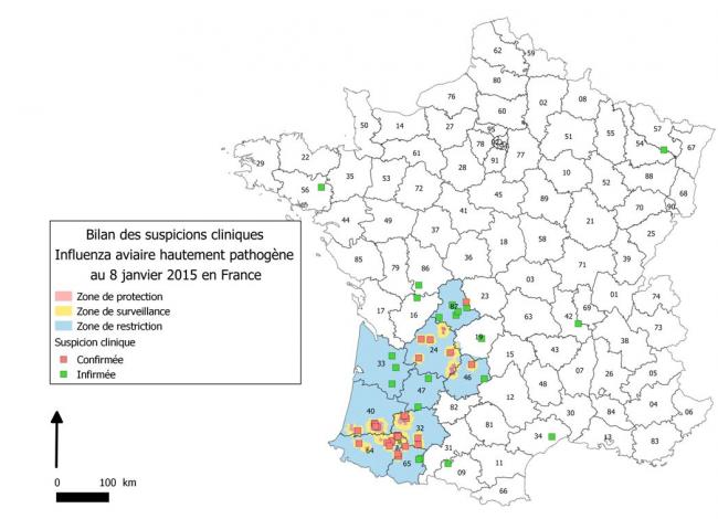 Figure 3 Répartition géographique des suspicions évènementielles confirmées et infirmées