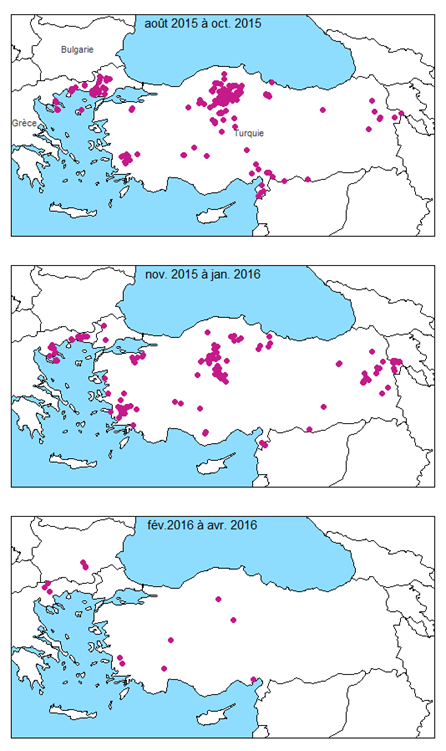 Figure 1 Foyers de dermatose nodulaire contagieuse en Europe