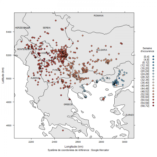 Figure 1 Foyers de dermatose nodulaire contagieuse bovine (DNCB) déclarés de mai 2015 à septembre 2016