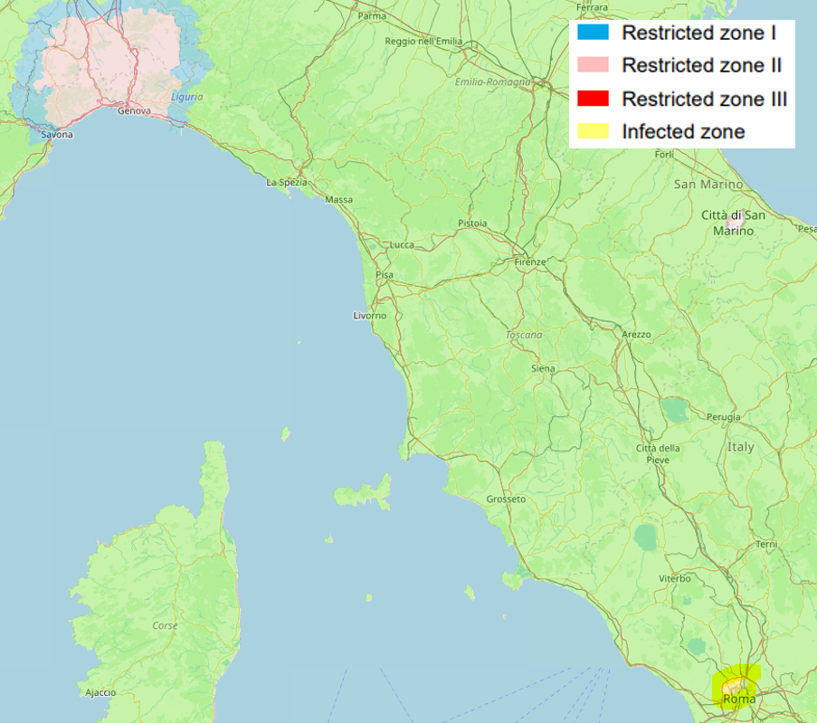 Zones réglementées vis-à-vis de la peste porcine africaine selon le règlement de l’union européenne