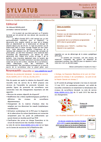 Bulletin numéro 4 Sylvatub Novembre 2015