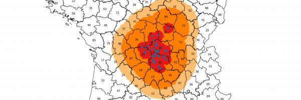 Figure 1 Zones réglementées FCO au 1er octobre 2015